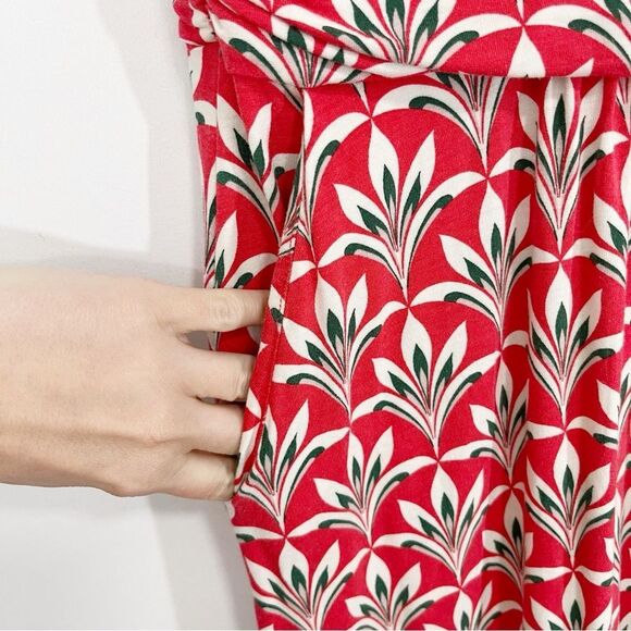 Boden Womens Effie Palm Print Stretch Jersey Dress Sleeveless US 8 Red White - Picture 7 of 10